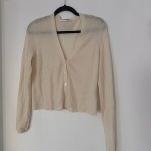Reformation Cream Crop Cardigan Sweater